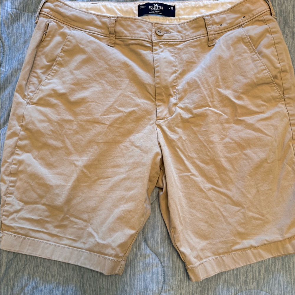 Hollister Men's Beige Flat Front Shorts